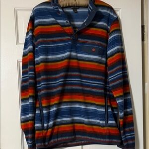 Eddie Bauer Striped Snap-Placket Pullover in Blue, Orange & Cream